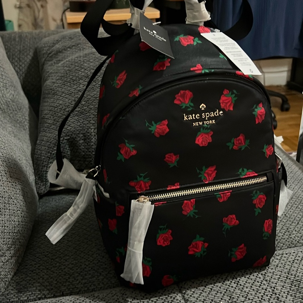 NWT Kate Spade Rose Toss Print Medium Back Pack